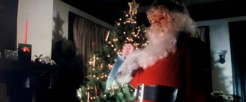 Christmas Evil (1970) Movie scene: Harry Stadling (Brandon Maggart), dressed as Santa, holding a knife