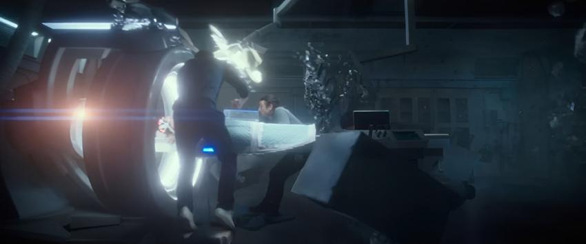 Flatliners (1970) Movie scene: A beam of light during a flatline, sending people into the air