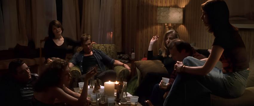 Stir of Echoes (1970) Movie scene: The Witzkys, Tom (Kevin Bacon) and Maggie (Kathryn Erbe), at their neighbor Frank’s (Kevin Dunn) house.