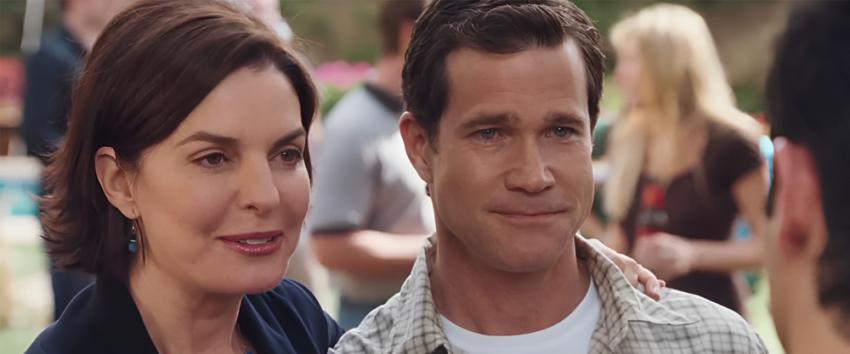 The Stepfather (1970) Movie scene: Susan (Sela Ward) and David (Dylan Walsh) together at the family backyard party